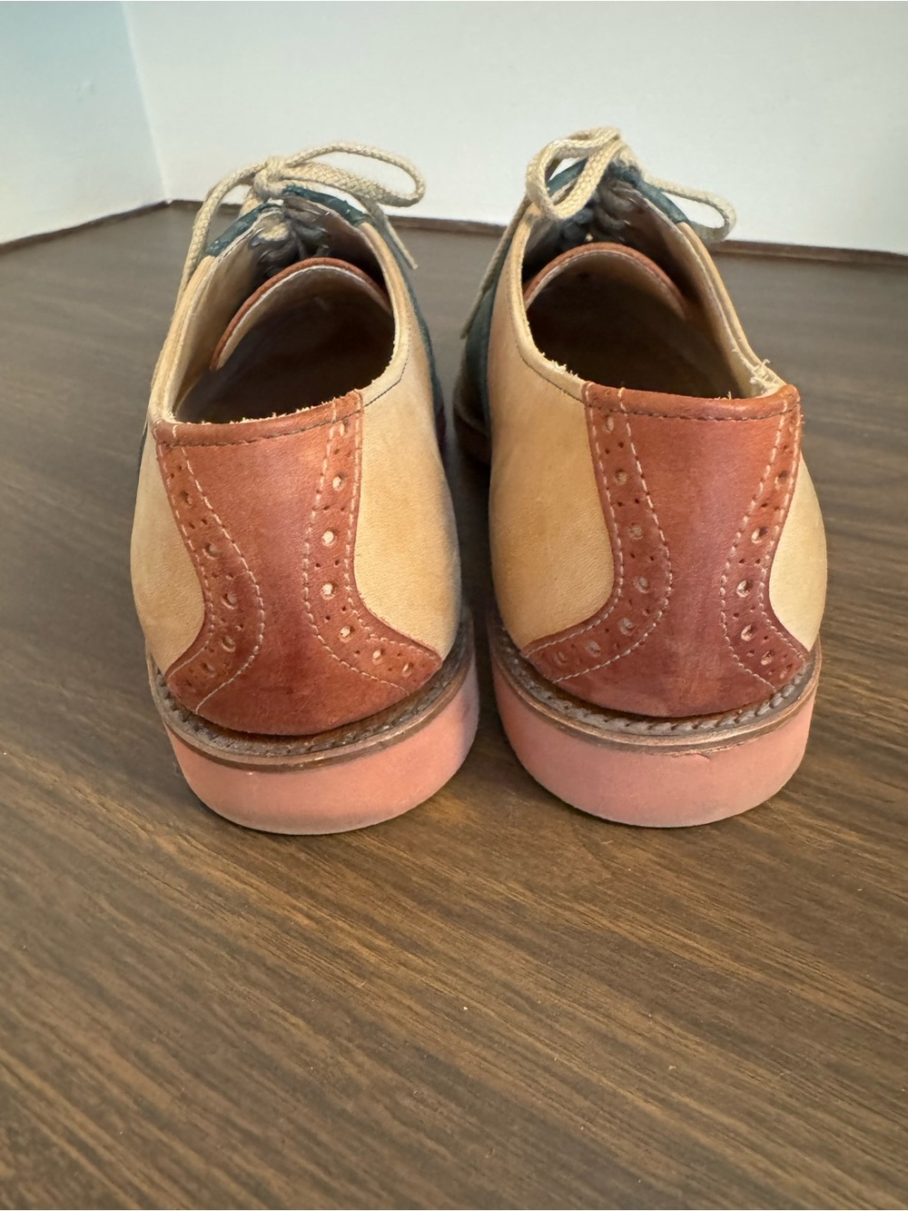 Cole Haan Made in USA Saddle Oxford Shoes Men’s 9.5D Tan & Navy Leather G2 Sole - Picture 3 of 9